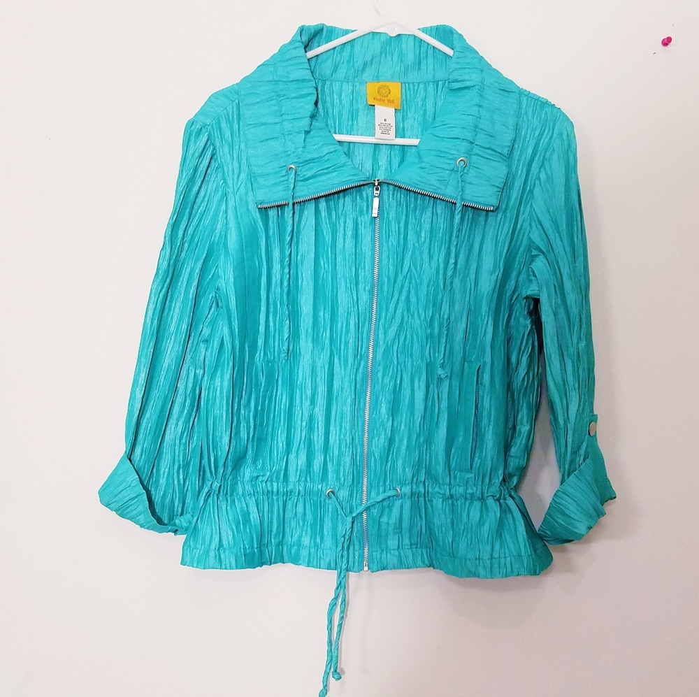 Ruby Road Turquoise Metallic Blue Windbreaker .8 - image 5